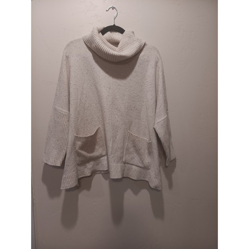 LOFT Flecked Turtleneck Roomy Poncho Sweater Pockets Petite Large (*Read Desc*)